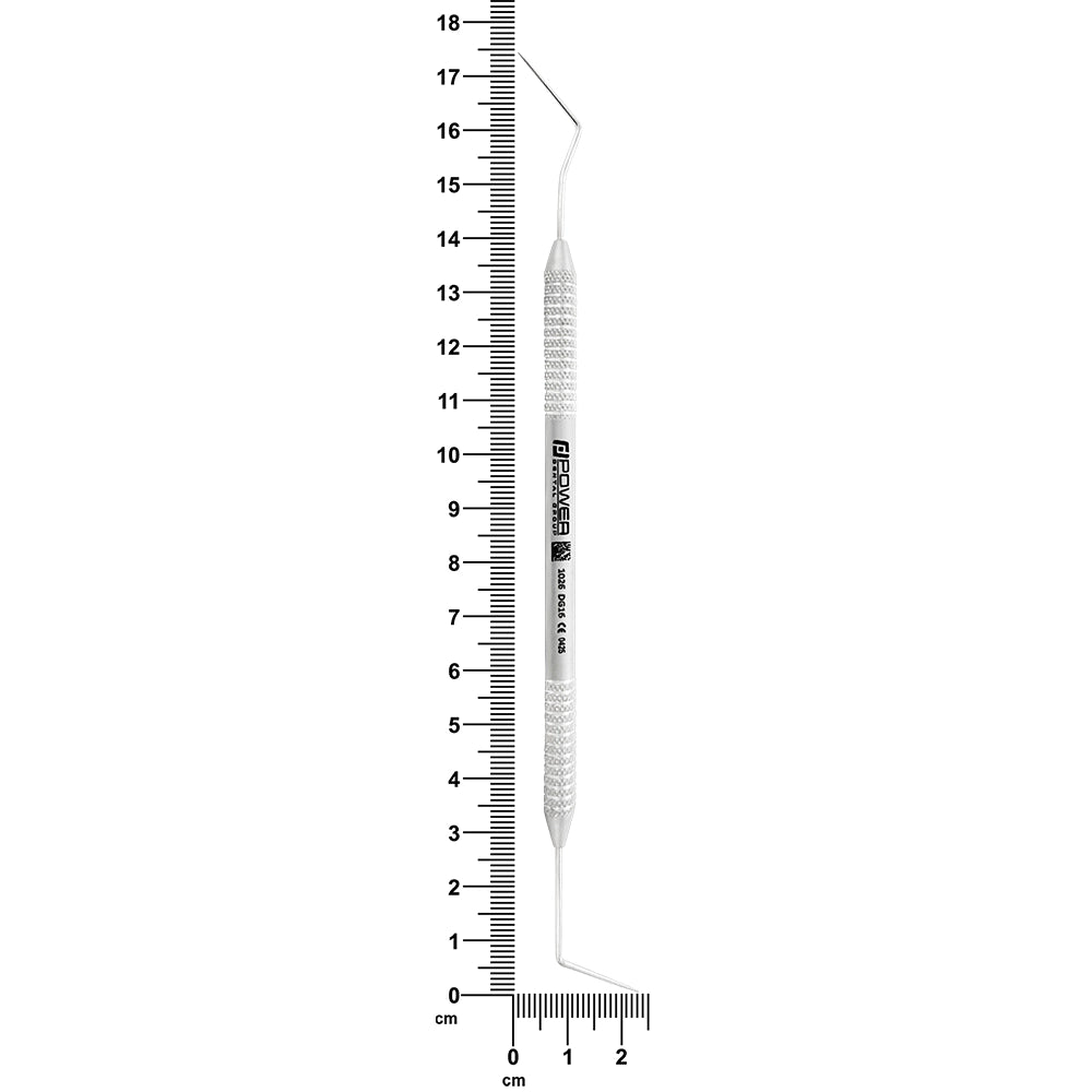 DG16 endodontic explorer with 3EZ handle showing 16.4 cm overall length