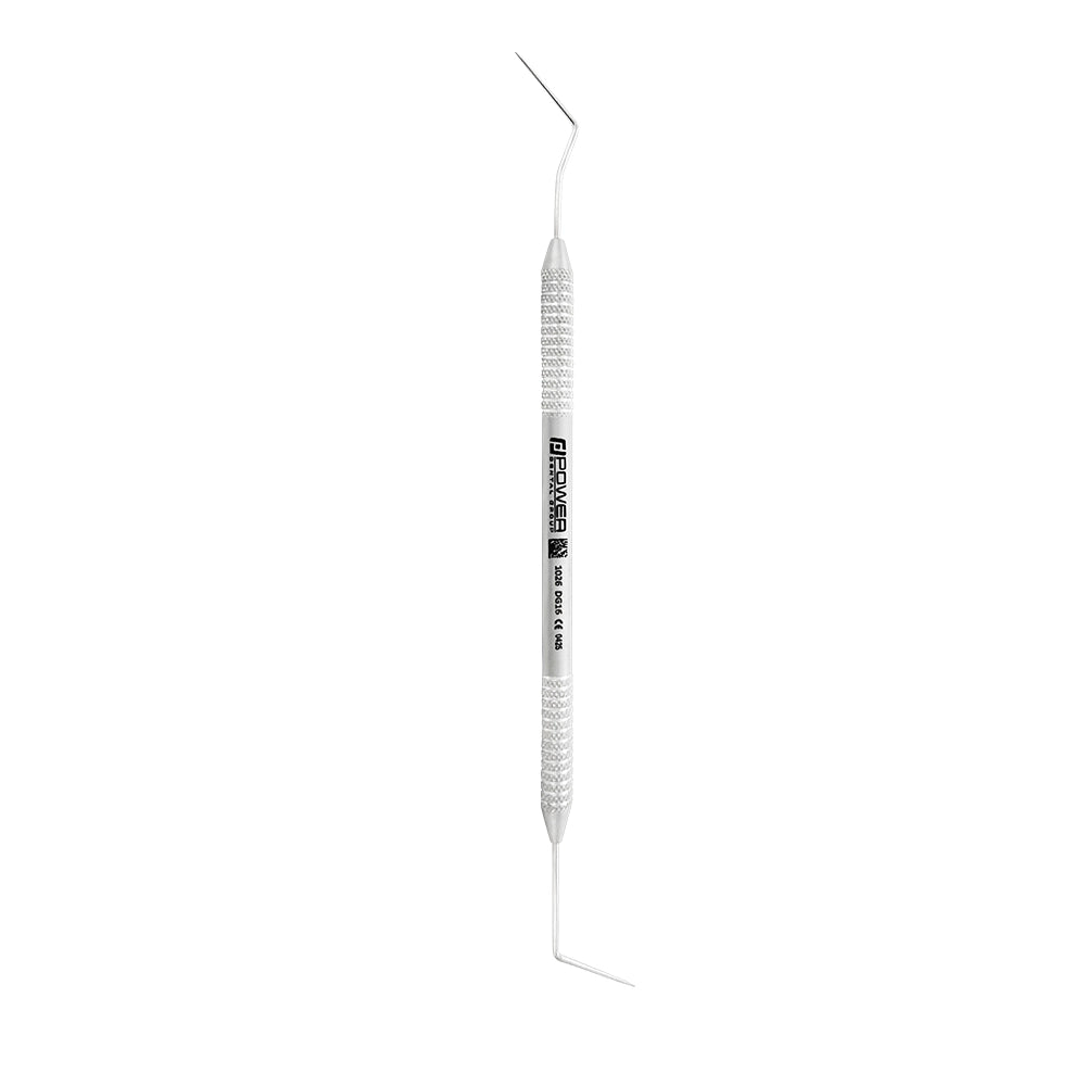 Vertical view of DG16 double-ended endodontic explorer with 3EZ handle, SKU 1026