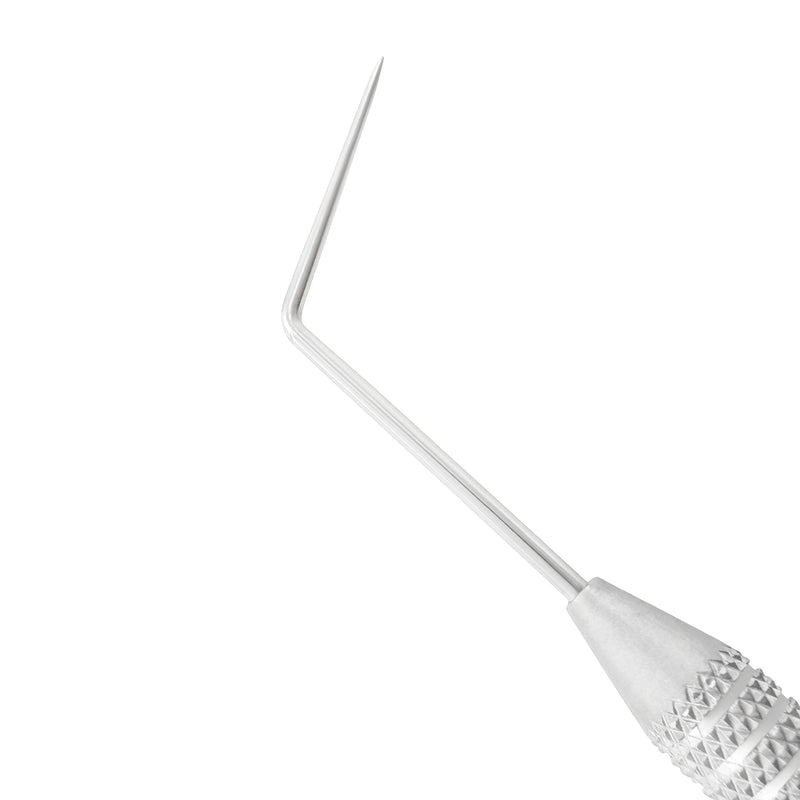 Close-up of the opposite angled working tip on DG16 endodontic explorer with 3EZ handle