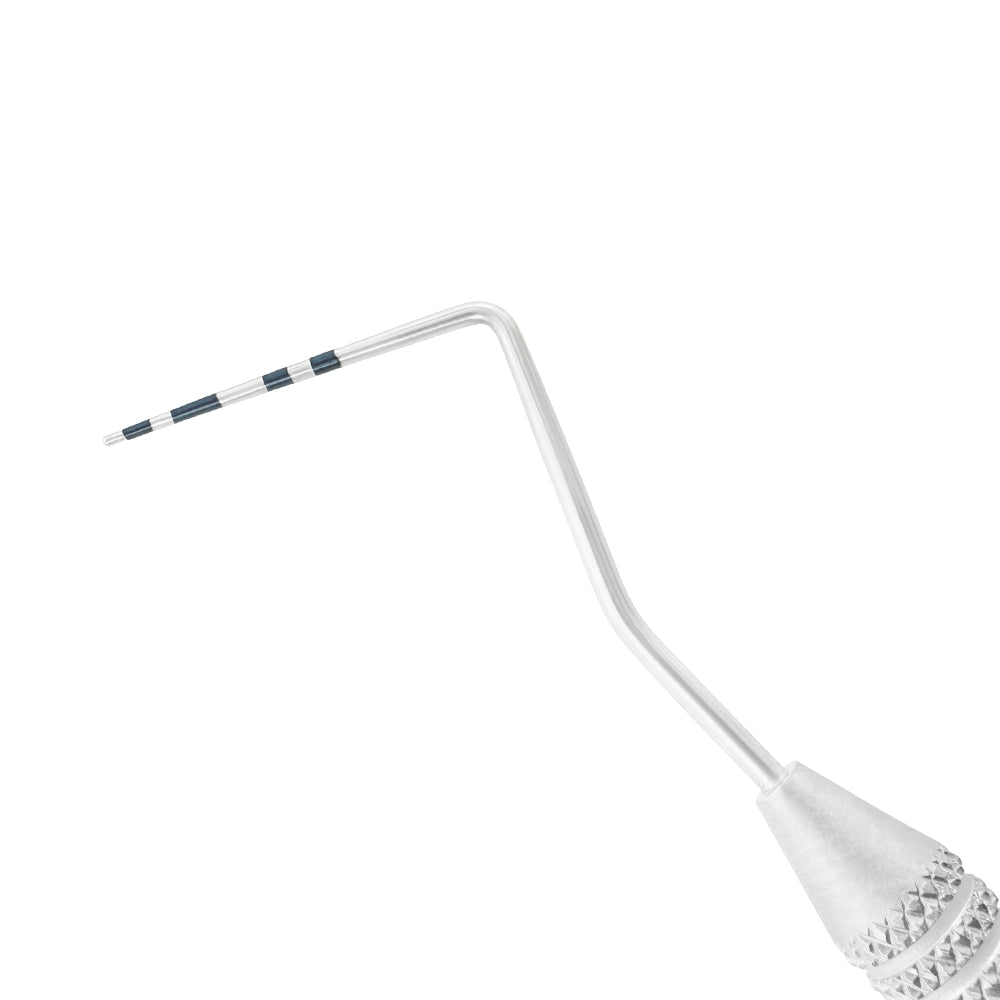 Close-up of CP10 probe tip with 1-2-3-5-7-8-9-10 mm measurement markings