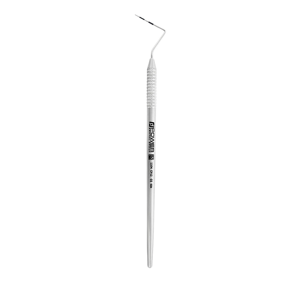 Vertical view of Marquis CP12 periodontal probe with 3-6-9-12 mm markings and 1EZ handle, SKU 1104