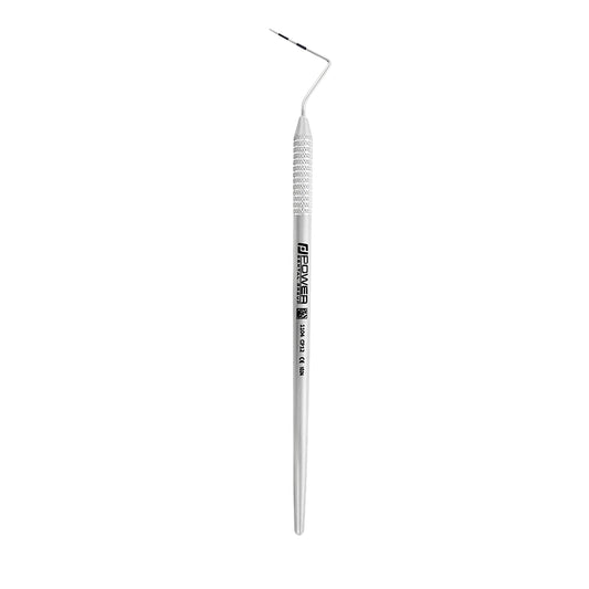 Vertical view of Marquis CP12 periodontal probe with 3-6-9-12 mm markings and 1EZ handle, SKU 1104