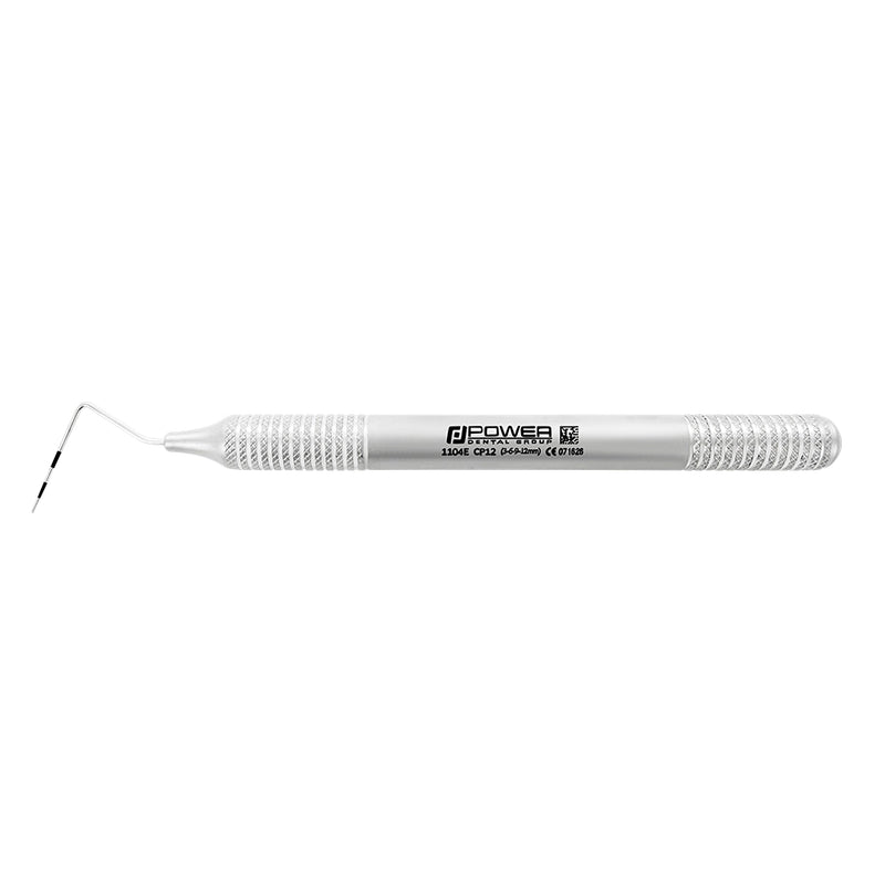 Horizontal view of Marquis Probe CP12 periodontal probe with 3-6-9-12 mm markings and 6EZ handle