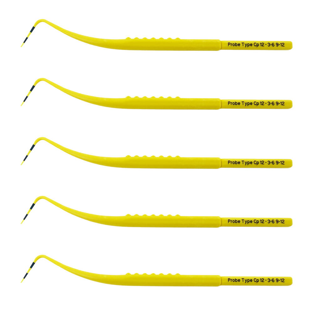 Pack of five plastic Marquis CP12 periodontal probes with 3-6-9-12 mm markings