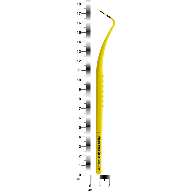 Plastic Marquis CP12 periodontal probe showing 13 cm overall length