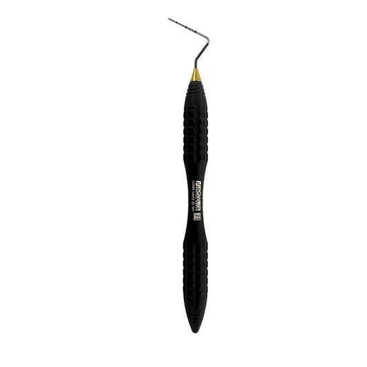 Vertical view of UNC15 periodontal probe with 1-15 mm markings and Black Edition handle, SKU 1105BN