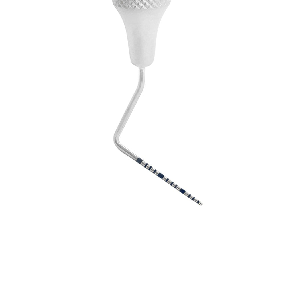 Close-up of UNC15 periodontal probe working end with 1-15 mm measurement markings