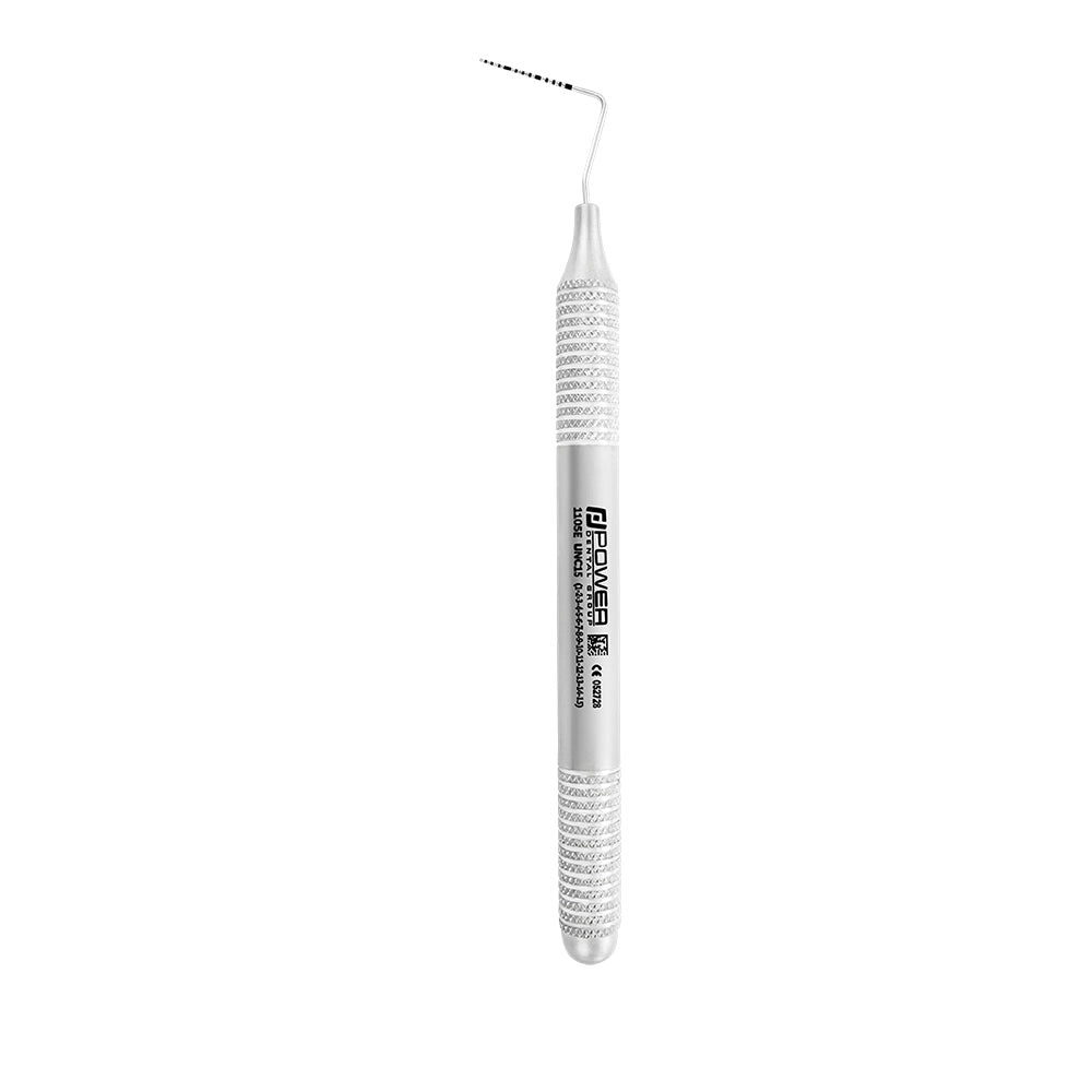 Vertical view of UNC15 periodontal probe with 1-15 mm markings and 6EZ handle, SKU 1105E
