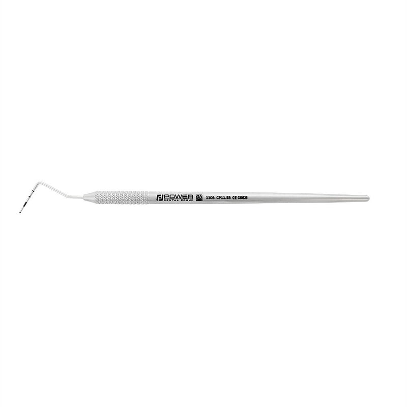 Horizontal view of WHO periodontal probe with 1EZ handle and angled working end