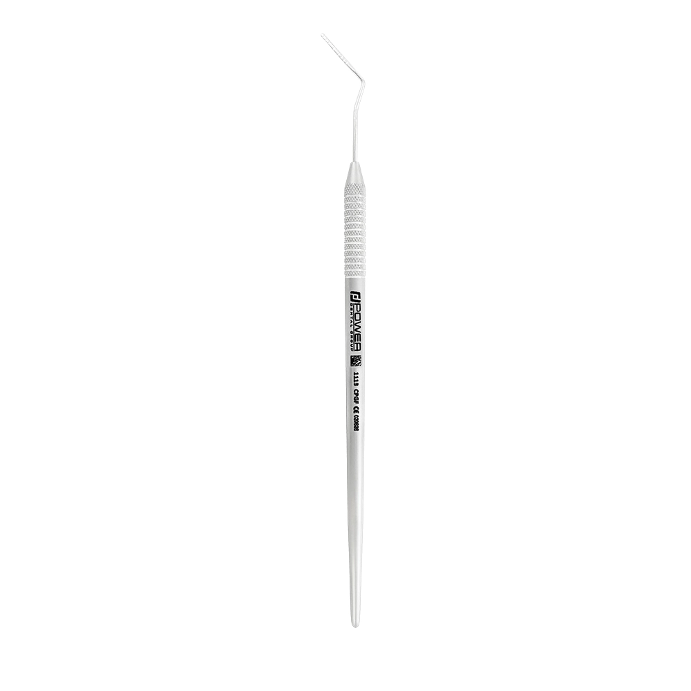 Vertical view of Goldman-Fox periodontal probe with 1-2-3-5-7-8-9-10 mm markings and 1EZ handle, SKU 1113