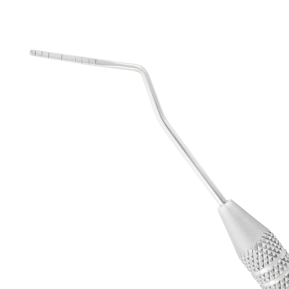 Close-up of Goldman-Fox periodontal probe working end with 1-2-3-5-7-8-9-10 mm measurement markings