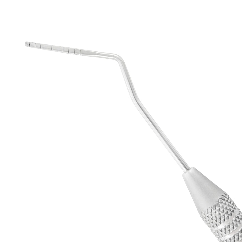 Close-up of Goldman-Fox periodontal probe working end with 1-2-3-5-7-8-9-10 mm measurement markings