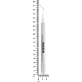 Goldman-Fox periodontal probe with 6EZ handle shown beside ruler, 15.4 cm overall length