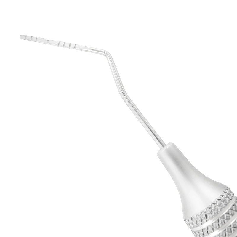 Close-up of Goldman-Fox periodontal probe working end with 1-2-3-5-7-8-9-10 mm measurement markings