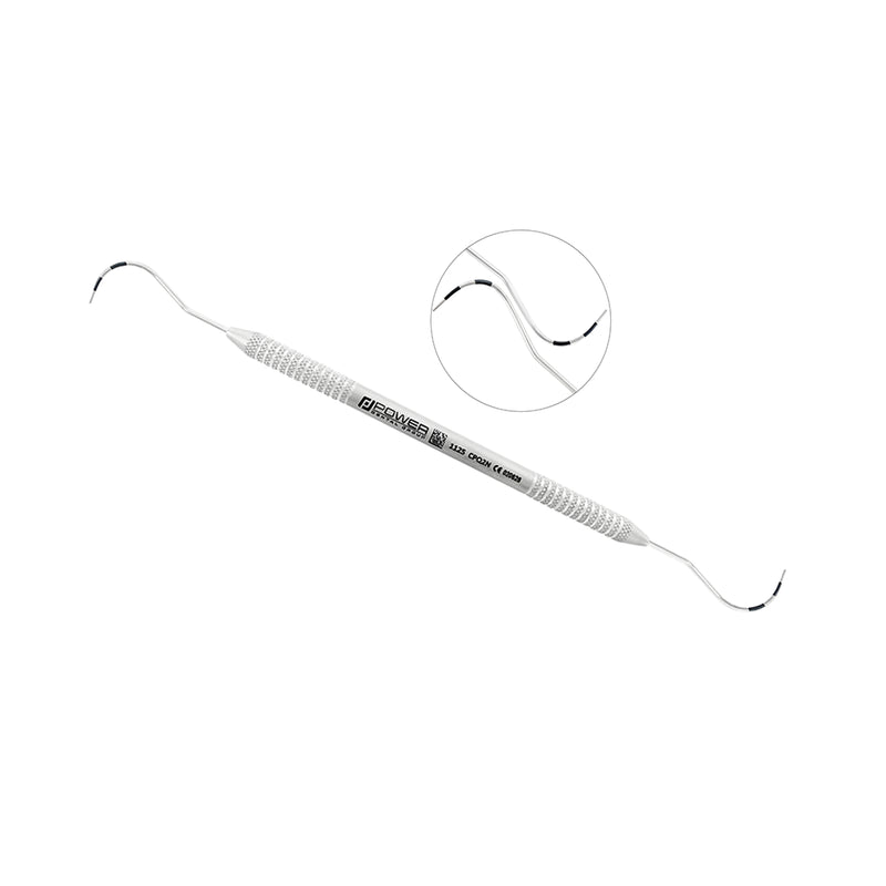 Nabers Q2N double-ended furcation probe with curved 3-6-9-12 mm color-coded working ends and lightweight 3EZ handle