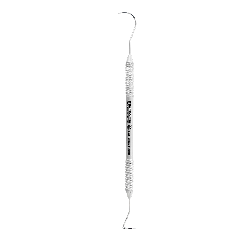 Vertical view of Nabers Q2N double-ended furcation probe with 3-6-9-12 mm color-coded markings and 3EZ handle, SKU 1125