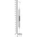 Nabers Q2N furcation probe with 6EZ handle shown beside ruler, 16.5 cm overall length