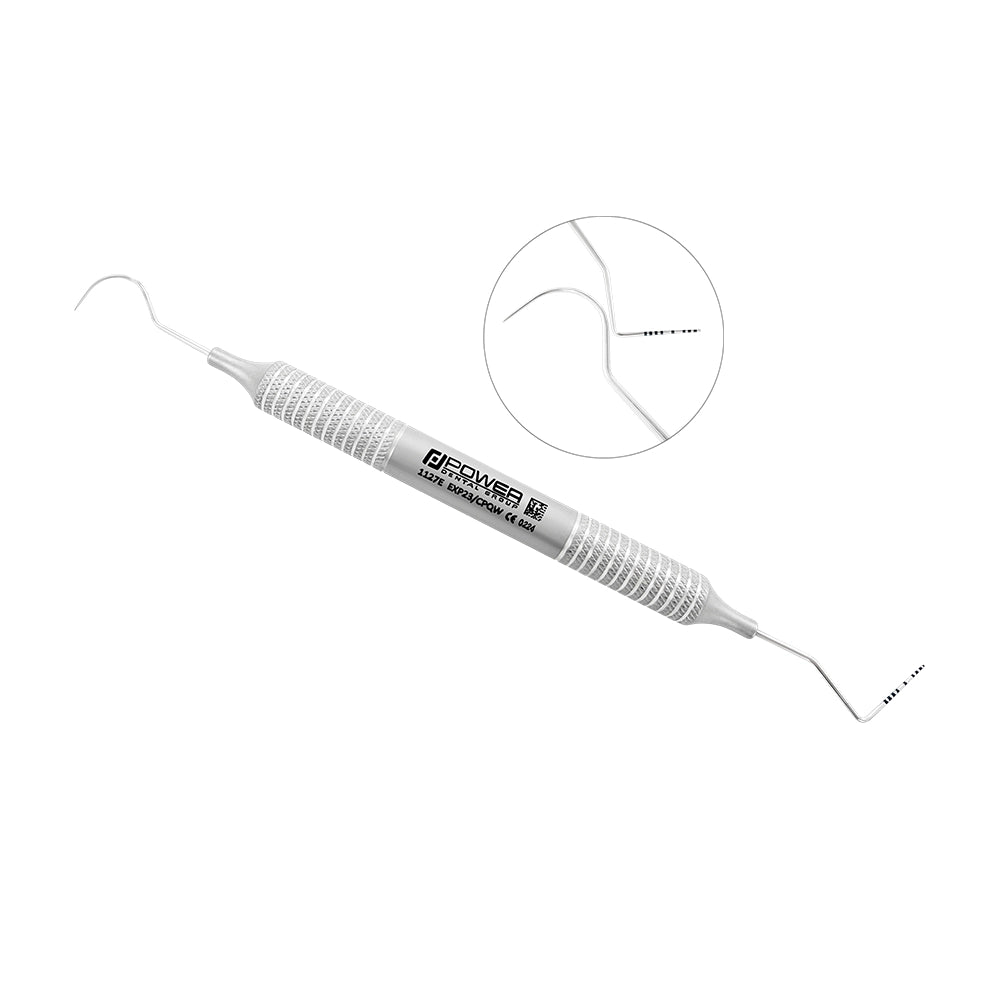 Explorer/Probe #23/Williams combining a diagnostic #23 explorer and color-coded Williams periodontal probe with large-diameter 6EZ handle