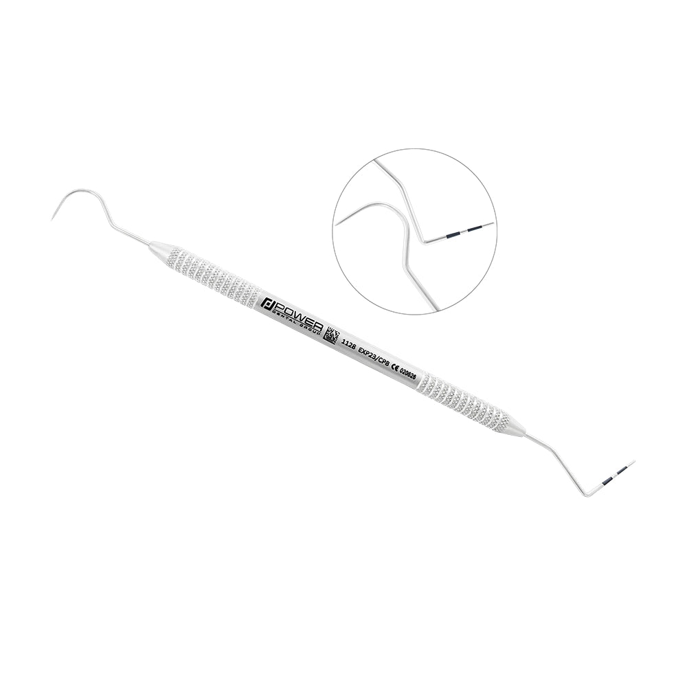 Explorer/Probe #23/CP-8 combining a diagnostic #23 explorer and color-coded CP-8 periodontal probe with lightweight 3EZ handle