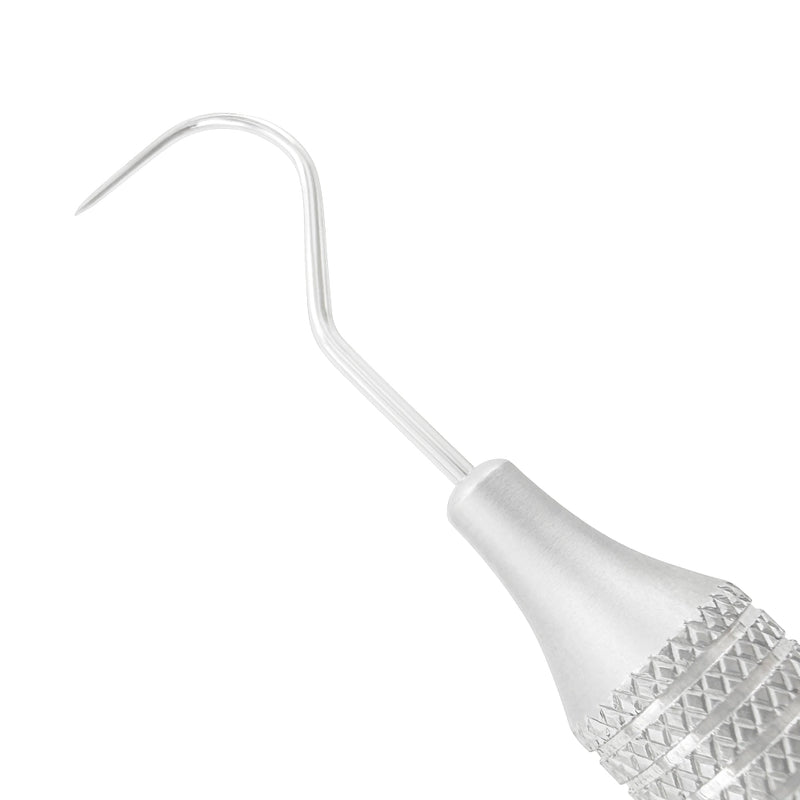 Close-up of one working end on the #23/CP-8 explorer and periodontal probe combination instrument
