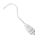 Macro 1 close-up of the left tip on the #23/CP-10 double-ended explorer and periodontal probe, SKU 1129