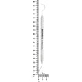 #23/CP-11 explorer and periodontal probe with 3EZ handle shown beside ruler, 15.2 cm overall length