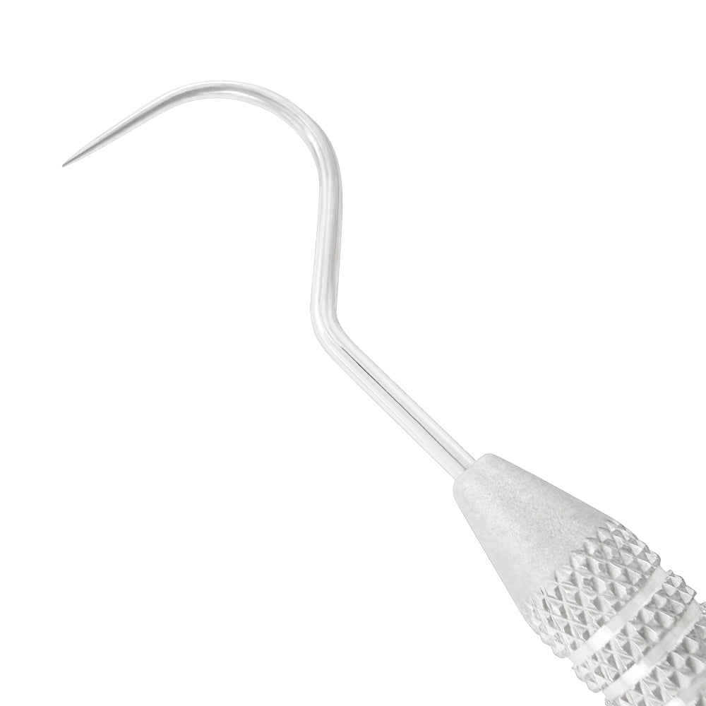 Macro 1 close-up of the left tip on the #23/CP-11 double-ended explorer and periodontal probe, SKU 1130