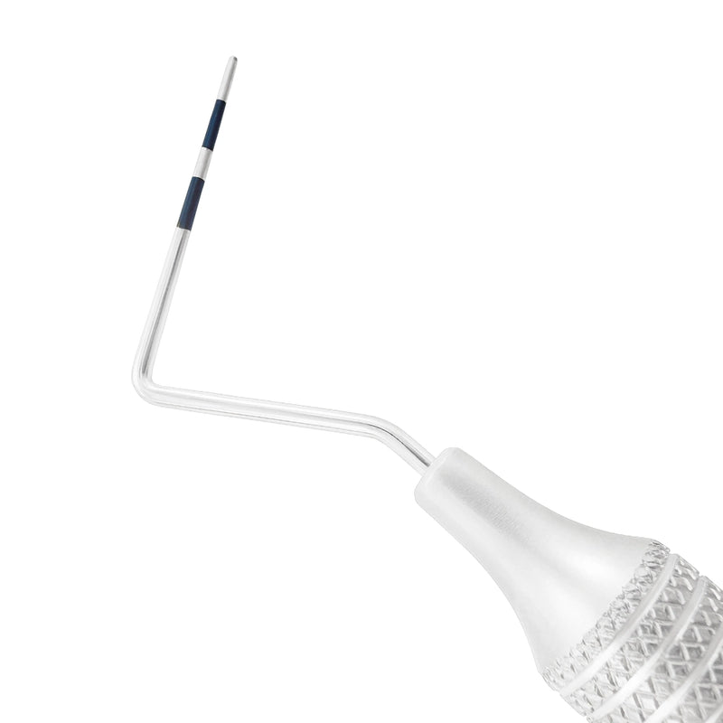 Macro 2 close-up of the right tip on the #23/CP-11 double-ended explorer and periodontal probe, SKU 1130E