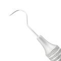 Macro 1 close-up of the left tip on the #23/WHO double-ended explorer and periodontal probe, SKU 1131E