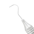 Macro 1 close-up of the left tip on the #23/CP-12 double-ended explorer and periodontal probe, SKU 1132E