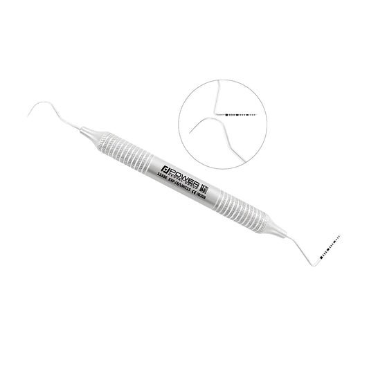 Explorer Probe EXP23/UNC15 combining a diagnostic #23 explorer and full-range 1-15 mm UNC15 periodontal probe with large-diameter 6EZ handle