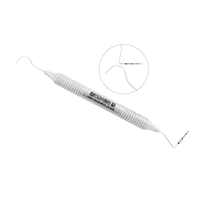Explorer Probe EXP23/UNC15 combining a diagnostic #23 explorer and full-range 1-15 mm UNC15 periodontal probe with large-diameter 6EZ handle