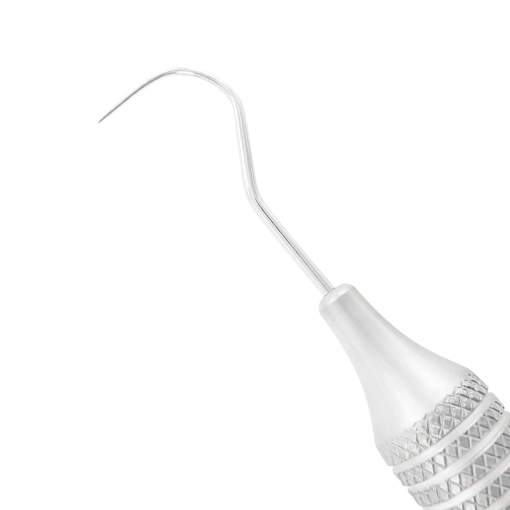 Macro 1 close-up of the left tip on the #23/UNC15 double-ended explorer and periodontal probe, SKU 1133E
