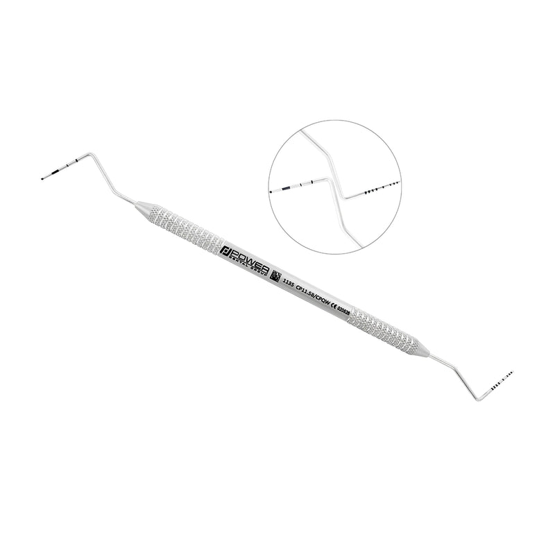 CP11.5B/CPQW Williams double-ended periodontal probe combining a ball-tipped screening end and detailed Williams measurement end with 3EZ handle