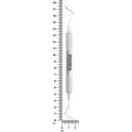 CP11.5B/CPQW Williams periodontal probe with 6EZ handle shown beside ruler, 16.5 cm overall length