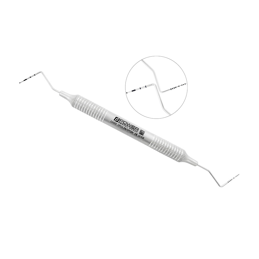 CP11.5B/CPQW Williams double-ended periodontal probe combining a ball-tipped screening end and detailed Williams measurement end with 6EZ handle