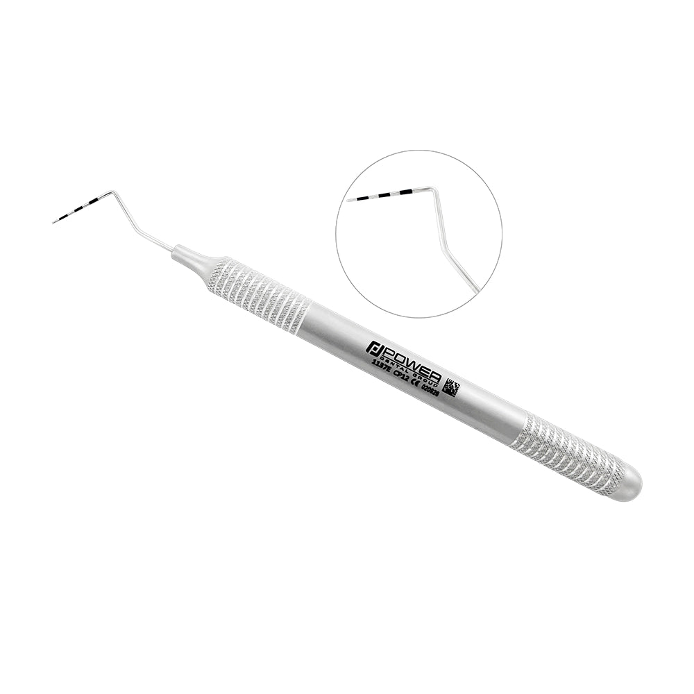 CP2 single-ended periodontal probe with 2-4-6-8-10-12 mm measurement markings and large-diameter 6EZ handle