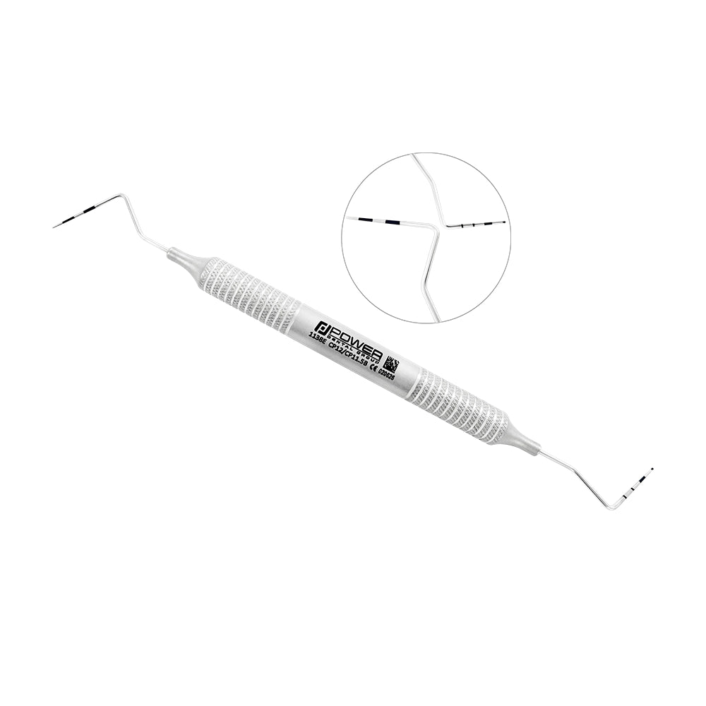 CP12/CP11.5B double-ended periodontal probe combining 3-6-9-12 mm reference points and a ball-tipped CP-11.5B screening end with 6EZ handle