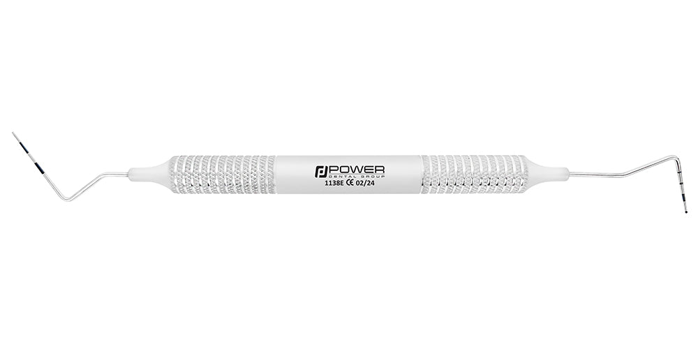 Horizontal view of CP12/CP11.5B double-ended periodontal probe with large-diameter 6EZ handle