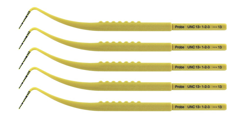 Periodontal Probe – UNC 13, Plastic, Color-Coded (1–13 mm), Single-End, Pack of 5