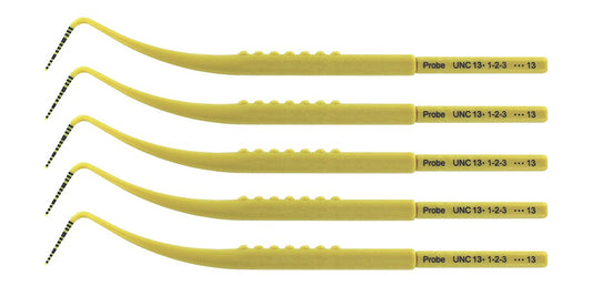 Periodontal Probe – UNC 13, Plastic, Color-Coded (1–13 mm), Single-End, Pack of 5