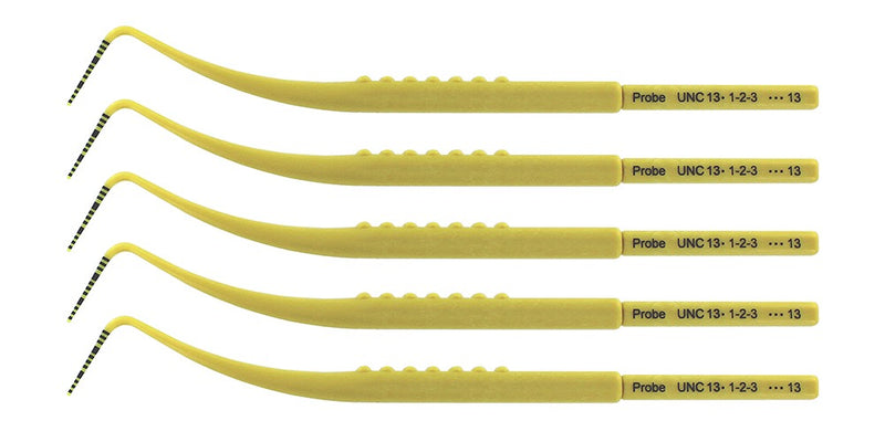 Periodontal Probe – UNC 13, Plastic, Color-Coded (1–13 mm), Single-End, Pack of 5