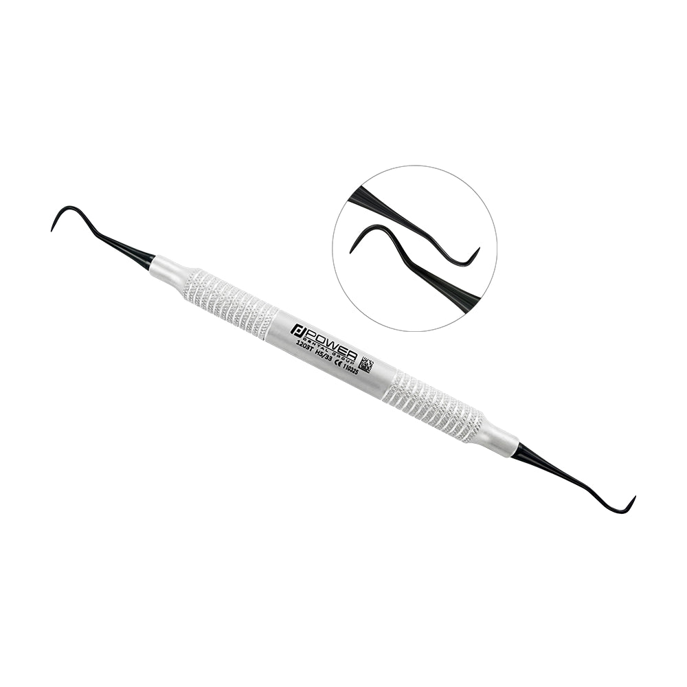 Anterior sickle scaler H5/33 Jacquette style titanium full instrument view