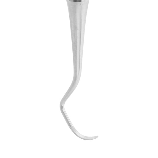 Close-up of 204S sickle scaler curved blade for supragingival calculus removal