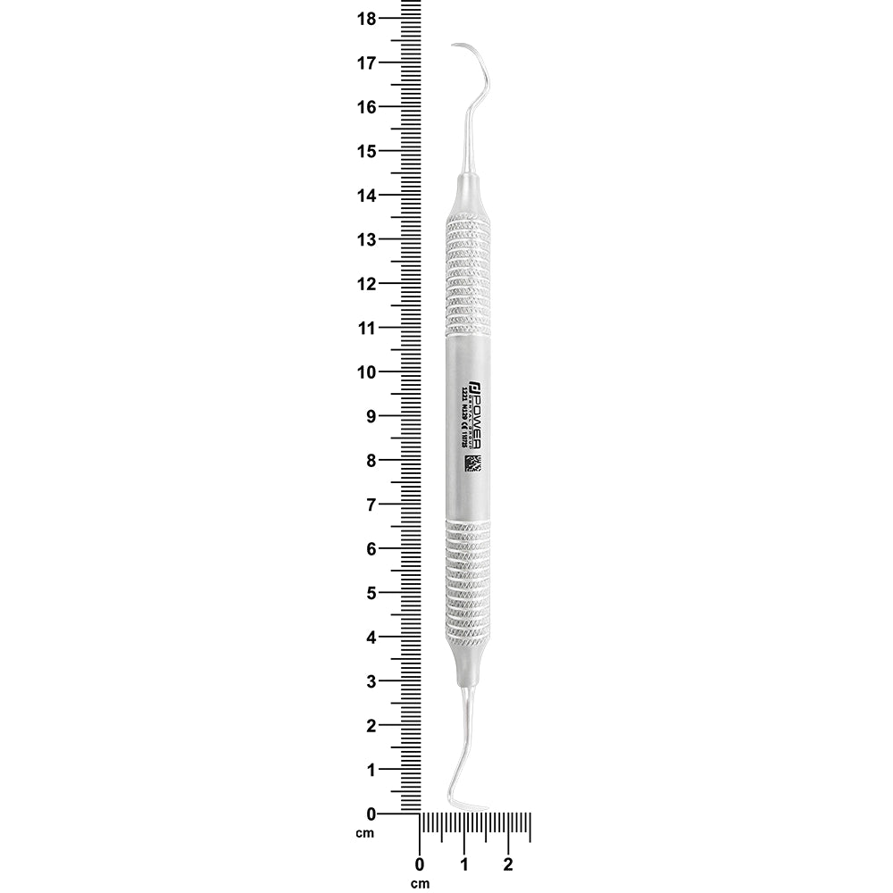 Posterior Sickle Scaler N129 shown with ruler – total length 168 mm
