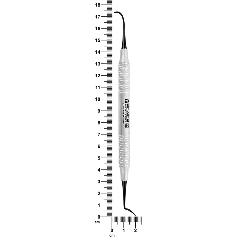 N2 Posterior Sickle Scaler Titanium with measurement scale