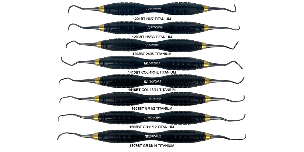 Power Scaler Set  8 Pieces, Black Edition Handle, Titanium Tips