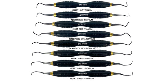 Power Scaler Set  8 Pieces, Black Edition Handle, Titanium Tips