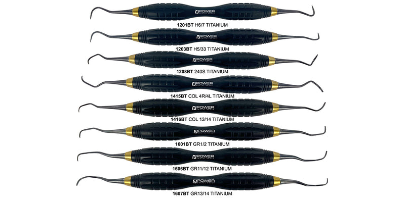 Power Scaler Set  8 Pieces, Black Edition Handle, Titanium Tips