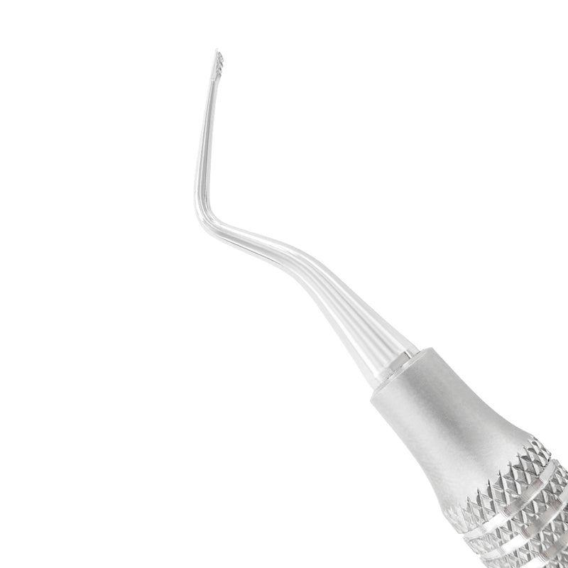 Detailed view of the angled serrated file tip on the Hirschfeld Periodontal File HF5/11